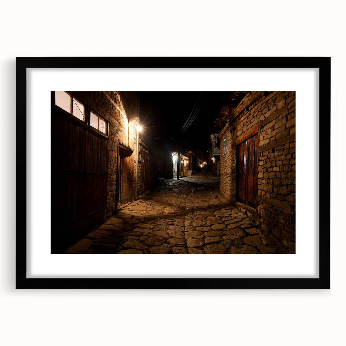 Extra large framed abstract art print featuring a colorful, textured depiction of an Asian landscape.