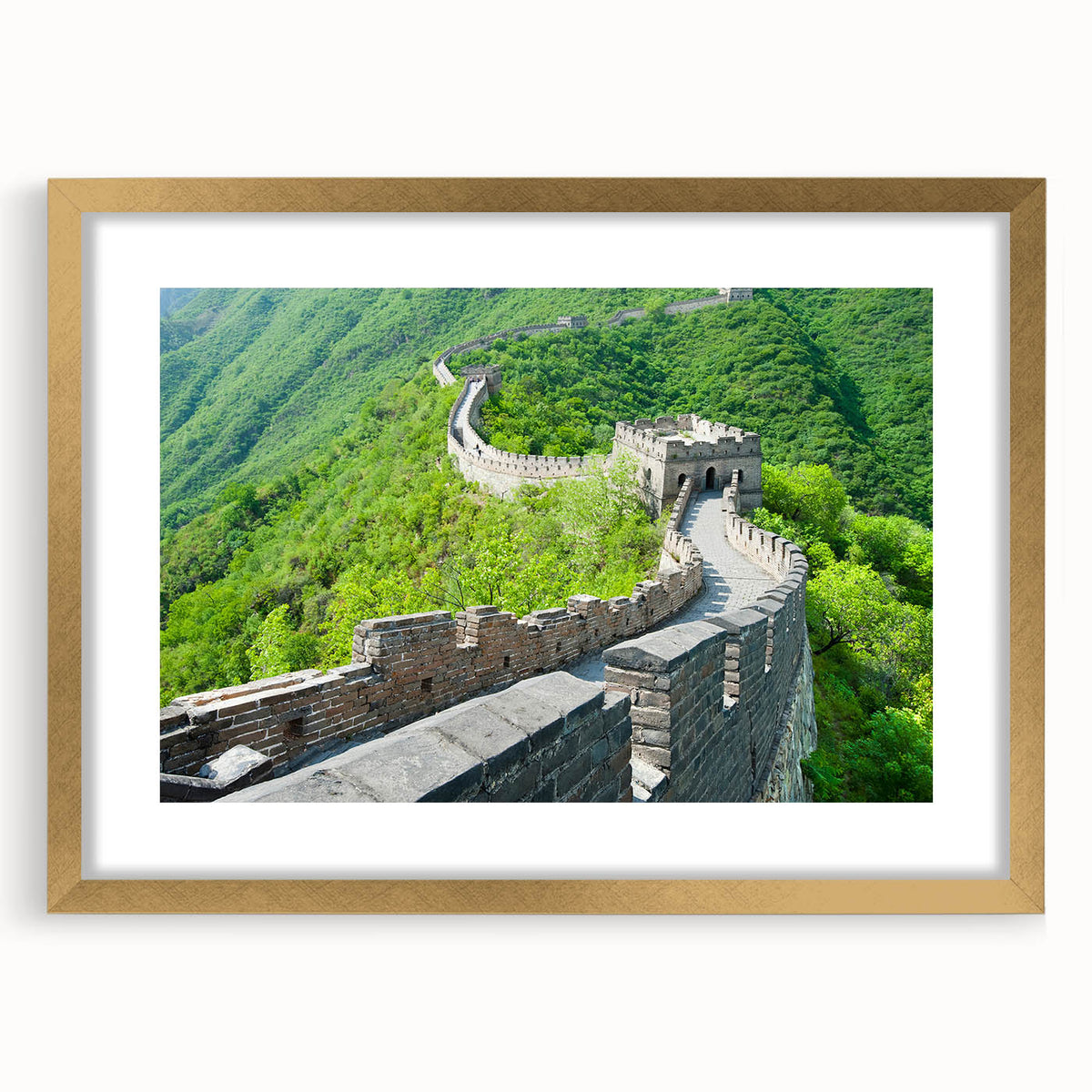 Extra large wall art depicting the Great Wall of China in muted earth tones on a textured canvas.
