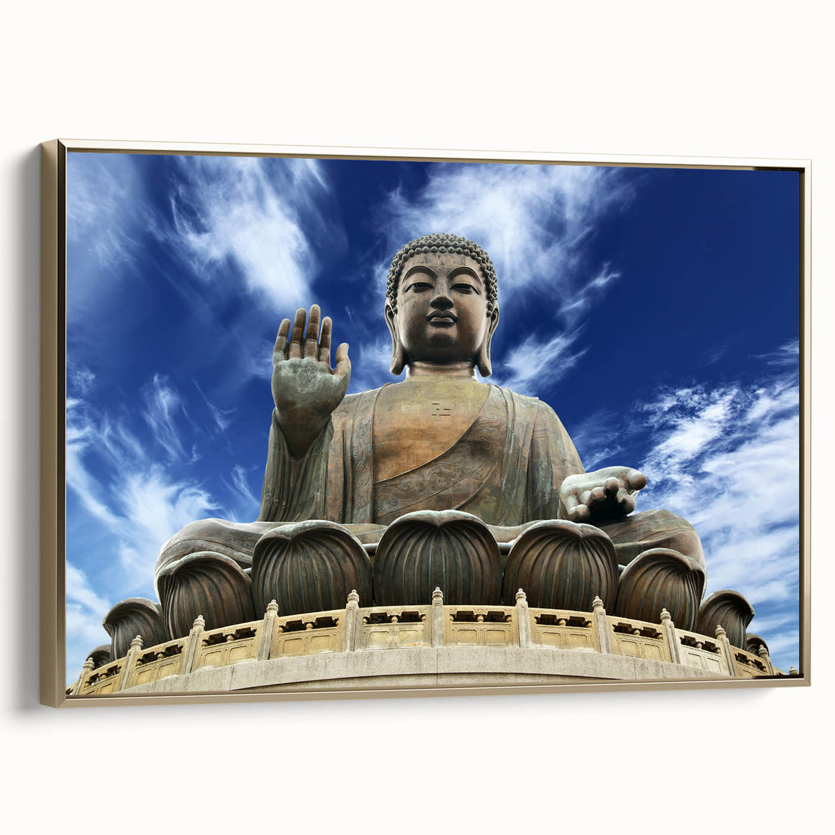 Framed canvas featuring a vintage-style Hong Kong landscape in black and gold tones, ideal for bedroom wall art.