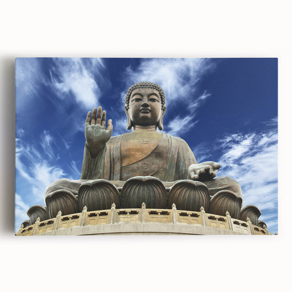 Black and white stretched canvas of Hong Kong skyline, ideal for kitchen wall art.