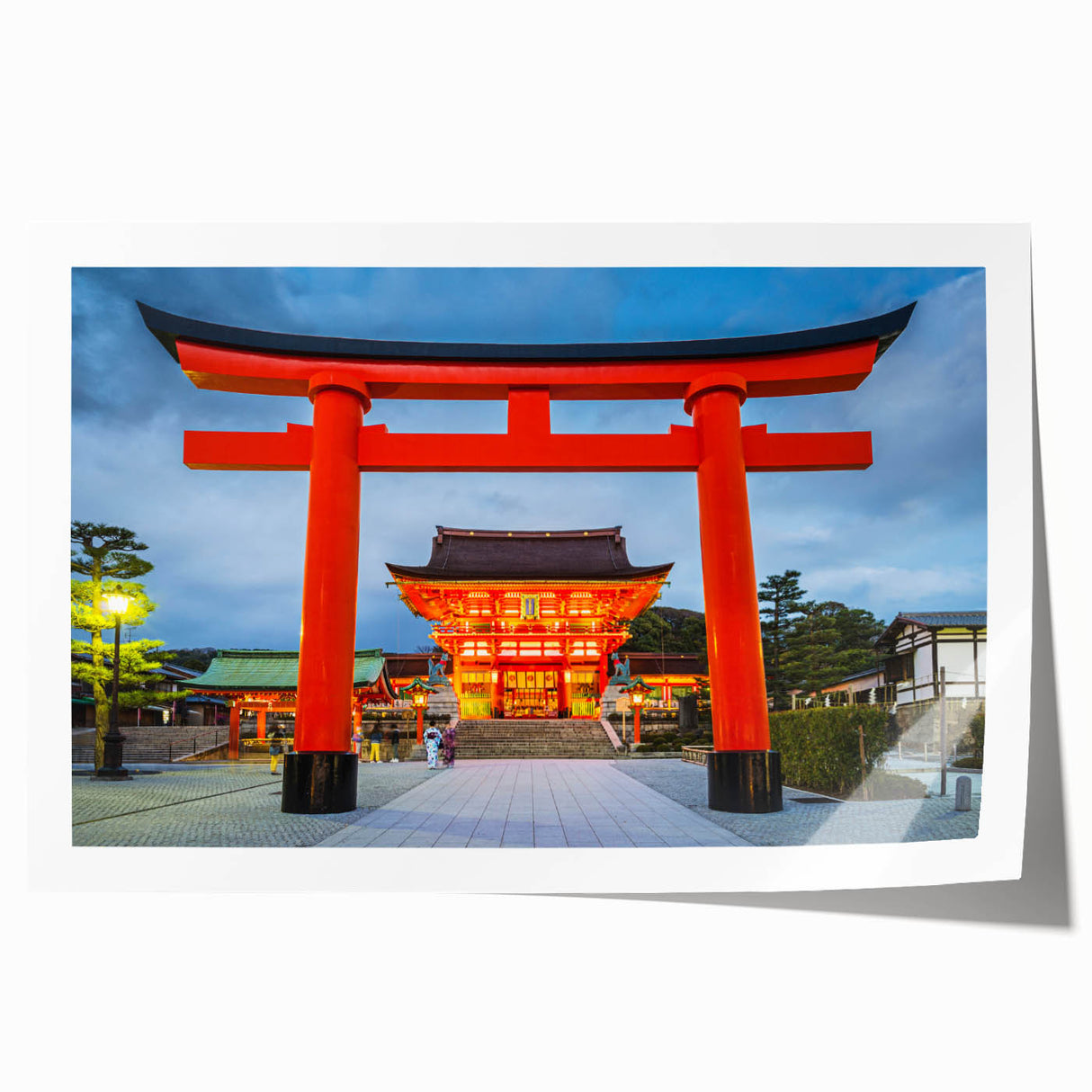 Extra large rolled print of Kyoto scenery with soft pastel floral designs, ideal for dining room wall art.