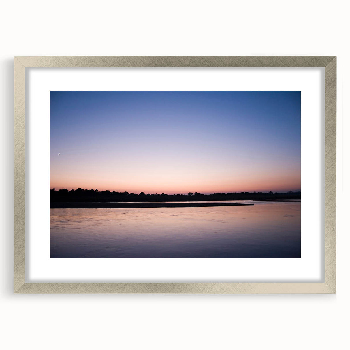 Textured art depicting an abstract mountainous landscape in muted earth tones, framed in silver.