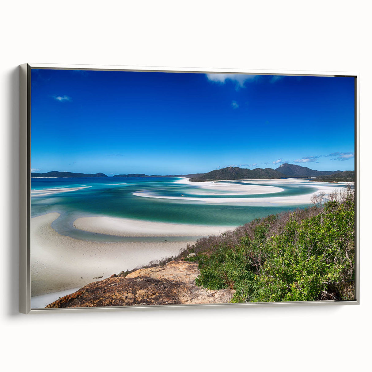 Vintage poster art of Queensland, Australia on extra-large framed canvas.