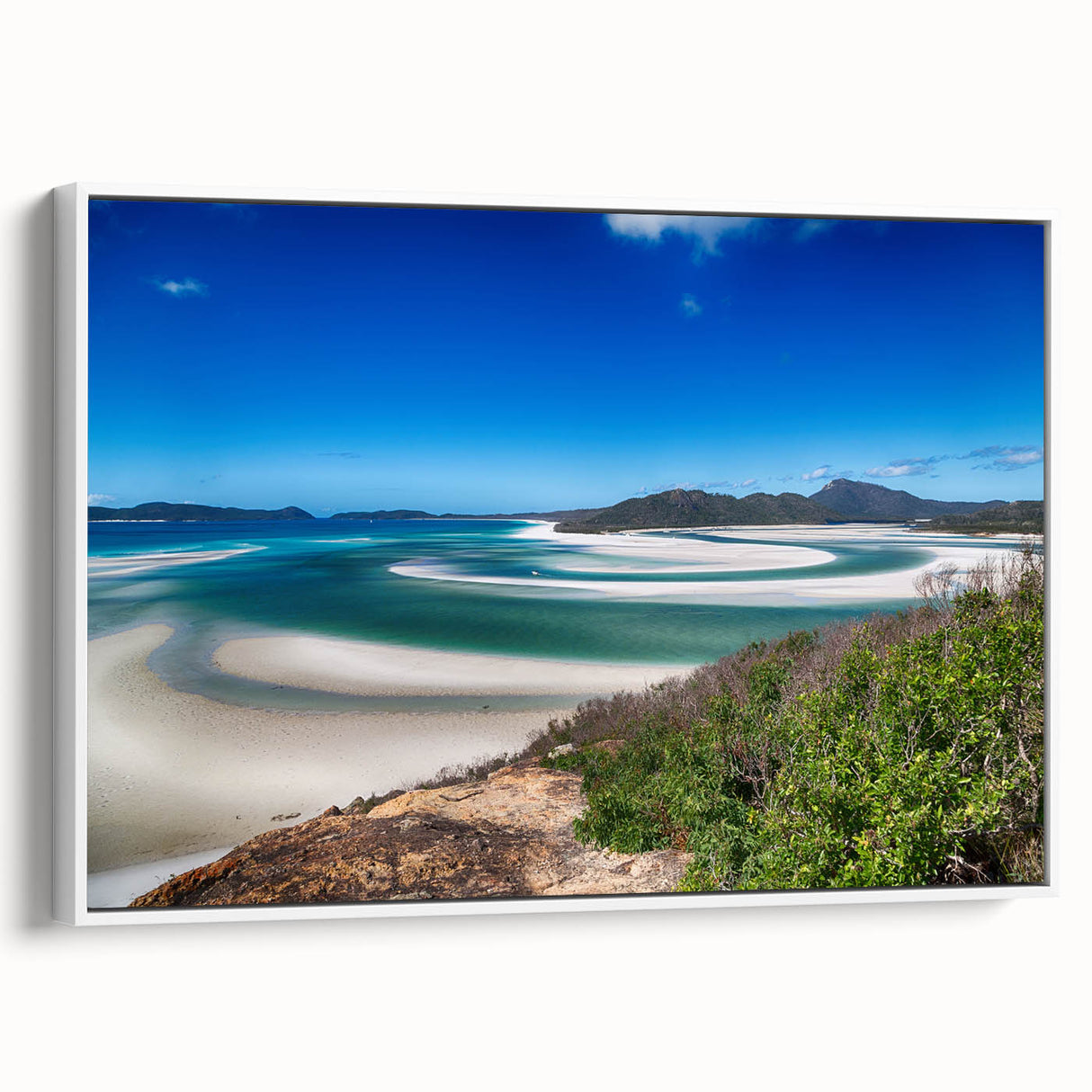 Framed canvas depicting a vintage-style Queensland landscape in muted earth tones, ideal for bedroom wall art.