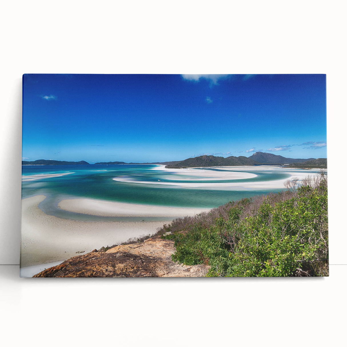 Black and white stretched canvas featuring a serene Queensland scenery, ideal for kitchen wall art or bedroom ambiance.
