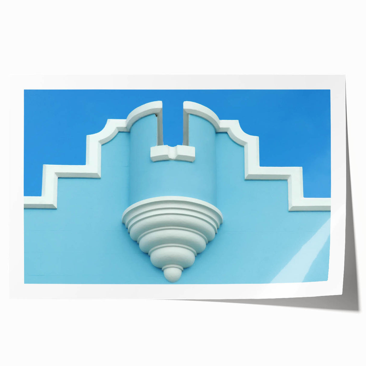 Extra large rolled print of a Caribbean scenery with vibrant blues and greens, suitable for dining room wall art.