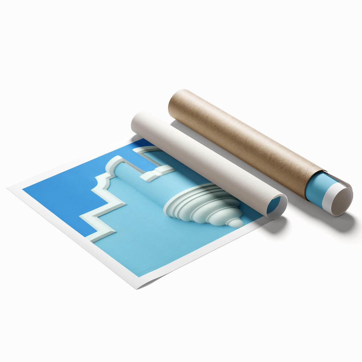 Extra large rolled print of a Caribbean scenery with vibrant blue and green tones, ideal for classy bathroom wall art.