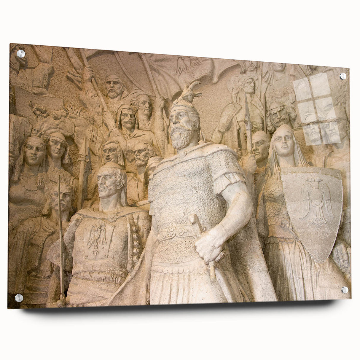 Acrylic print of a European landscape in muted earth tones, suitable for bedroom or dining room decor.