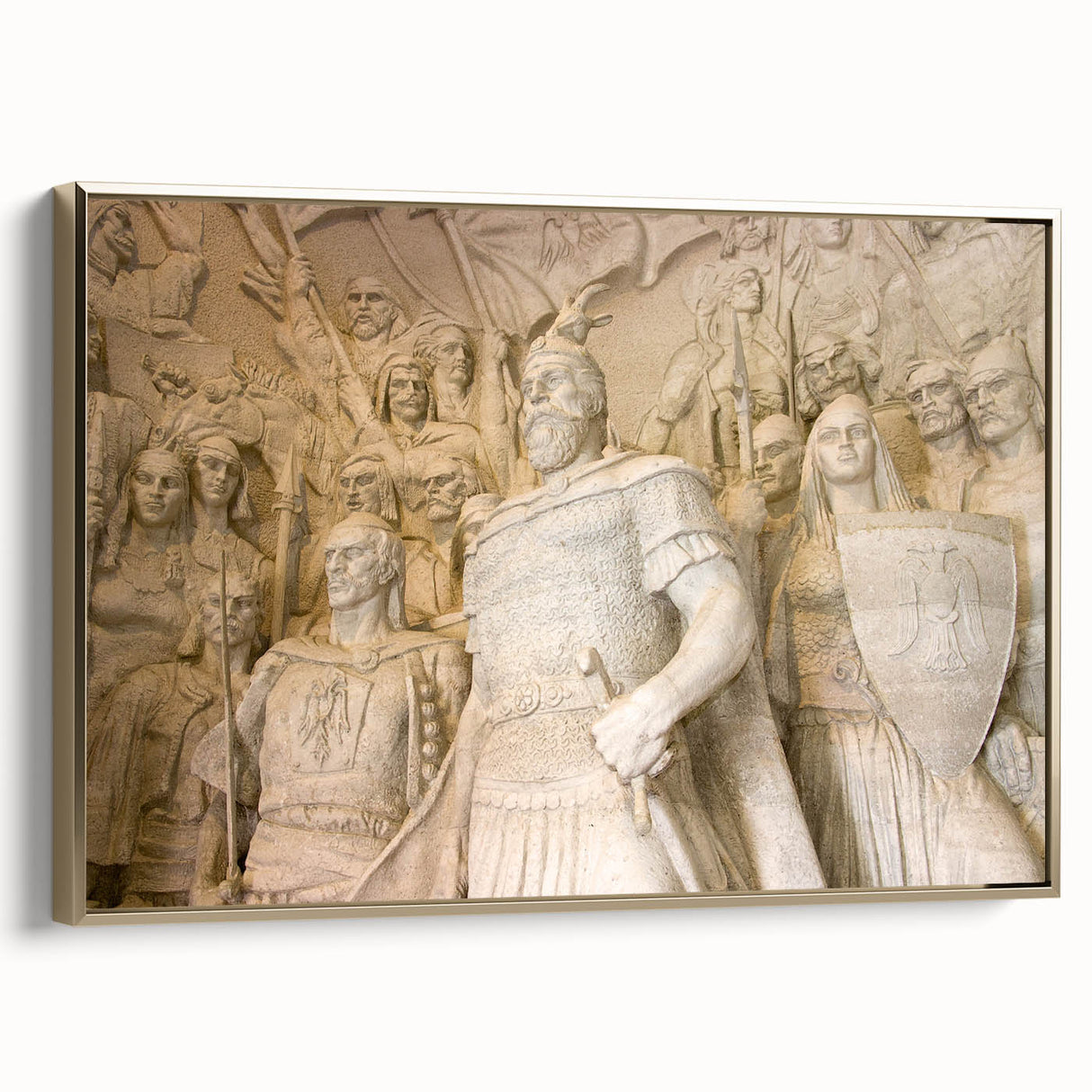 Framed canvas featuring a vintage-style landscape painting of an Albanian scenery, ideal for bedroom wall art.