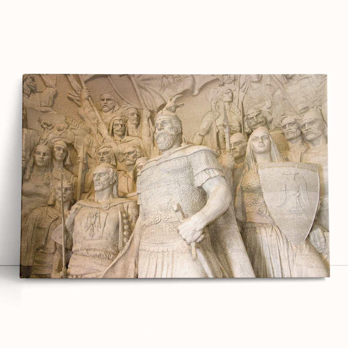 Black and white photograph of an Albanian landscape on large stretched canvas, suitable for kitchen wall art.