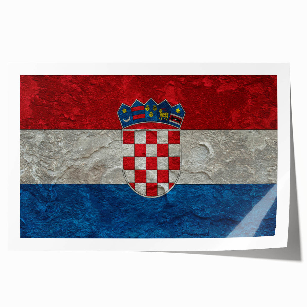 Extra large rolled print of a Croatian landscape with vibrant greenery and a serene lake, ideal for art wall dining room.