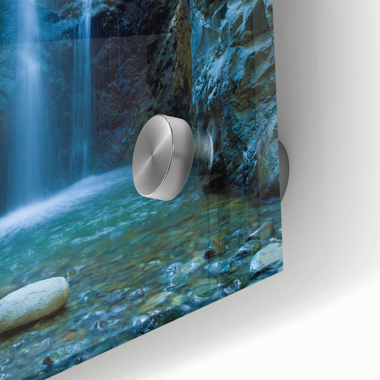 Large abstract wall art of a European Cyprus scenery in muted earth tones on acrylic glass.