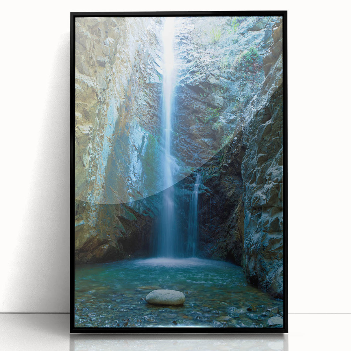 Large abstract wall art depicting a European Cyprus landscape in muted earth tones on framed acrylic.