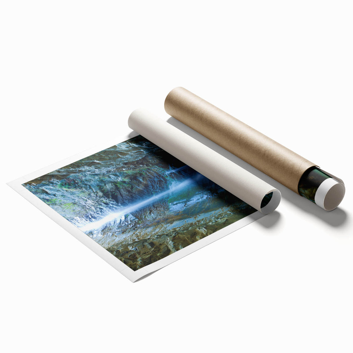Extra large rolled print of a European Cyprus scenery in muted earth tones, ideal for classy bathroom wall art.