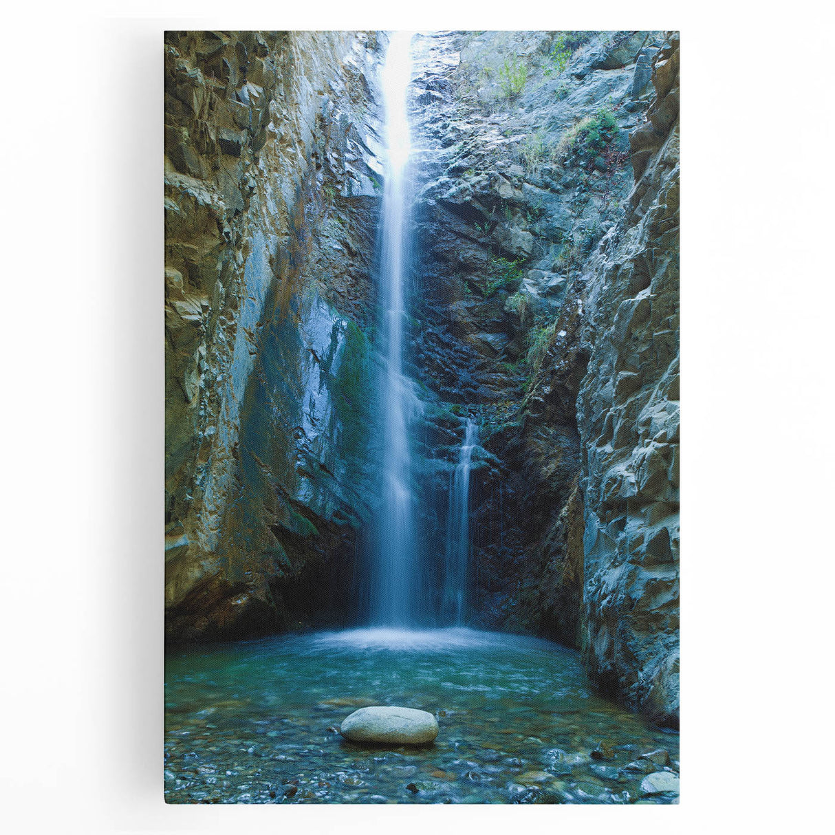 Black and white photograph of a European landscape on stretched canvas, ideal for kitchen wall art.