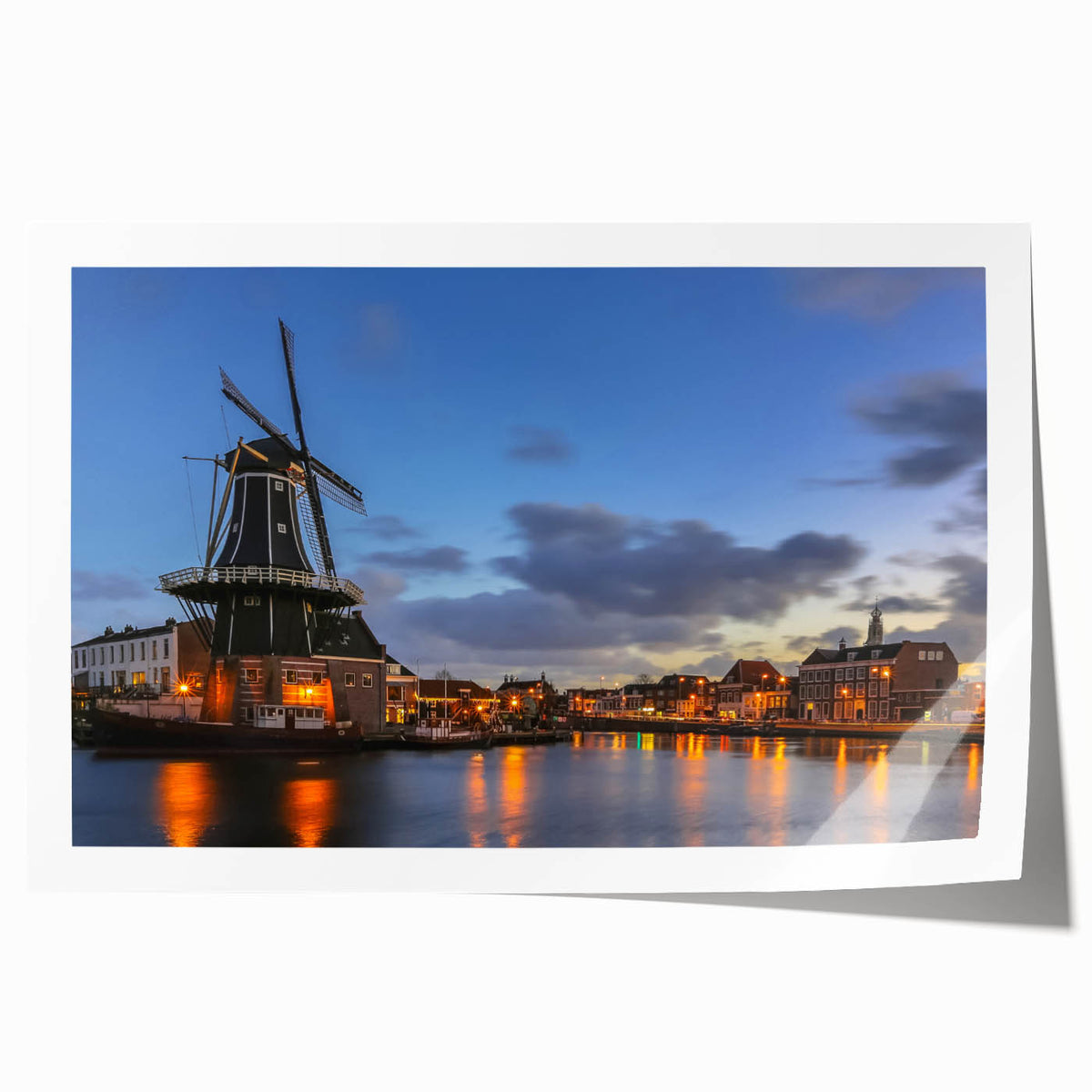Rolled print of Amsterdam scenery with vibrant floral accents on canvas, ideal for art wall dining room.