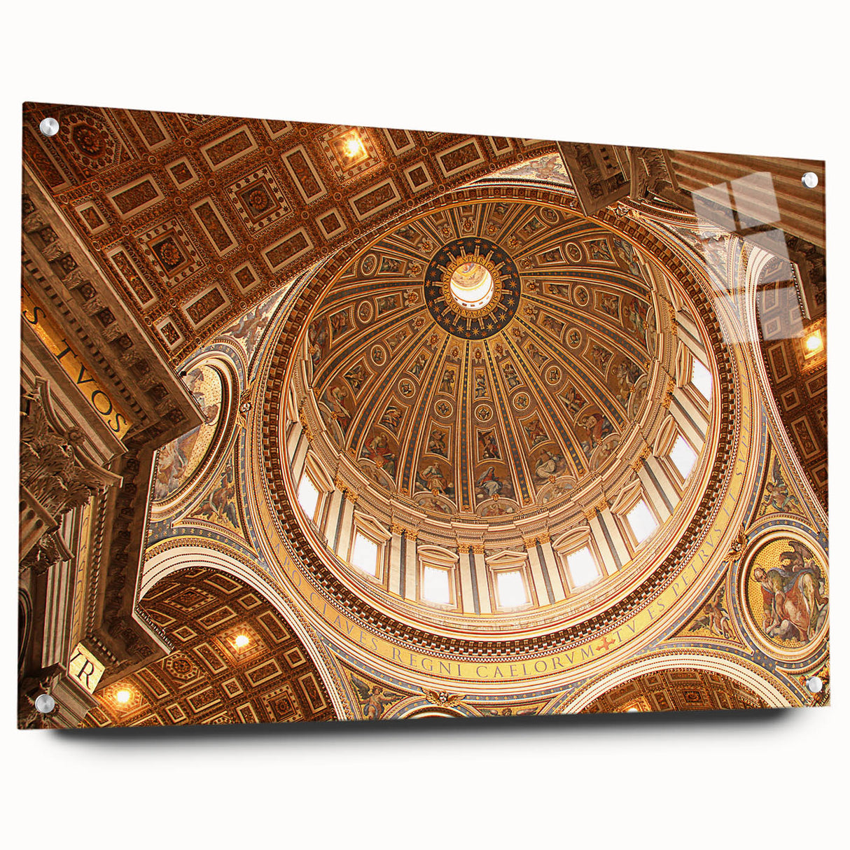 Acrylic print of the Vatican scenery in muted earth tones, suitable for dining room decor.