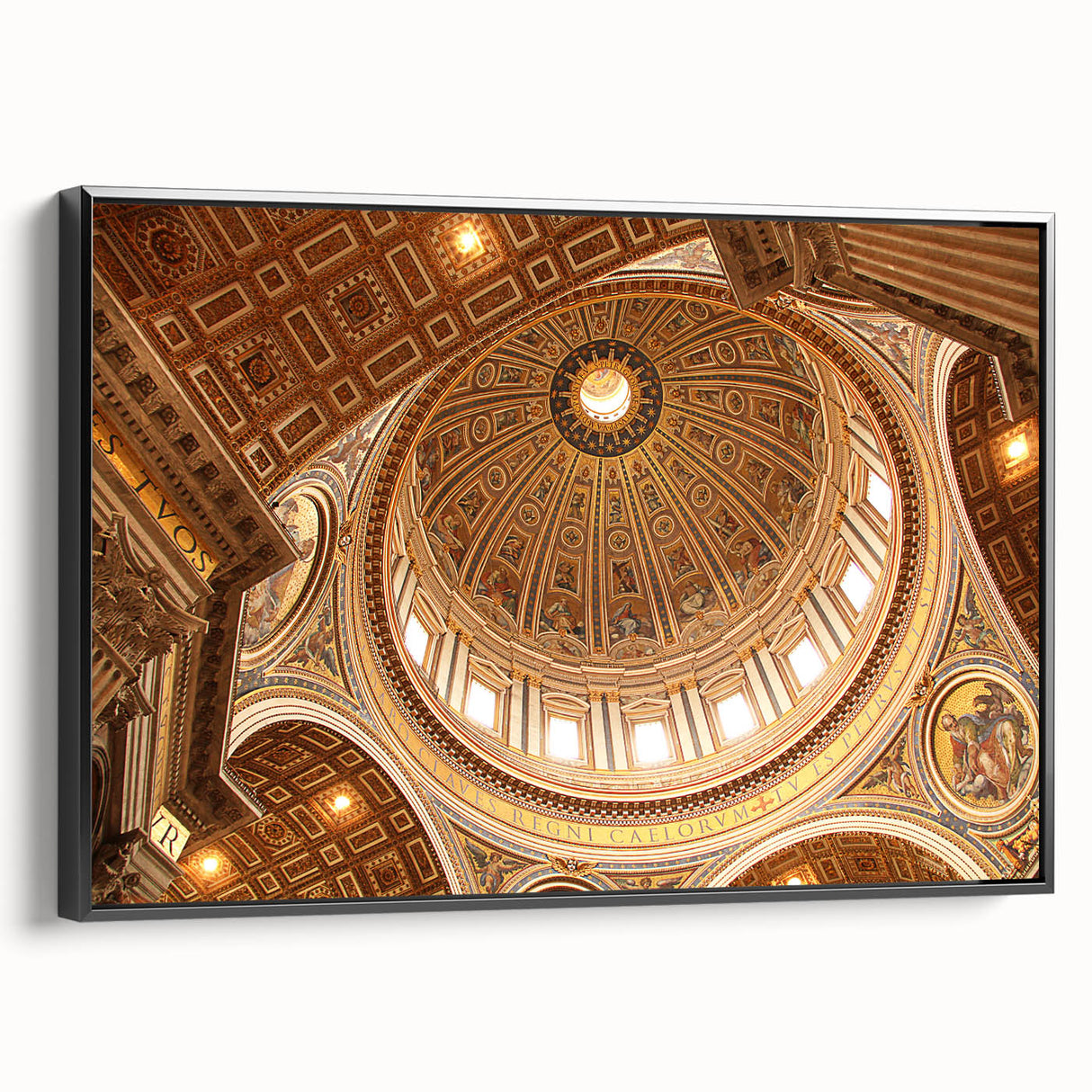 Black and white landscape art painting of the Vatican, framed canvas, ideal for bedroom wall decor.