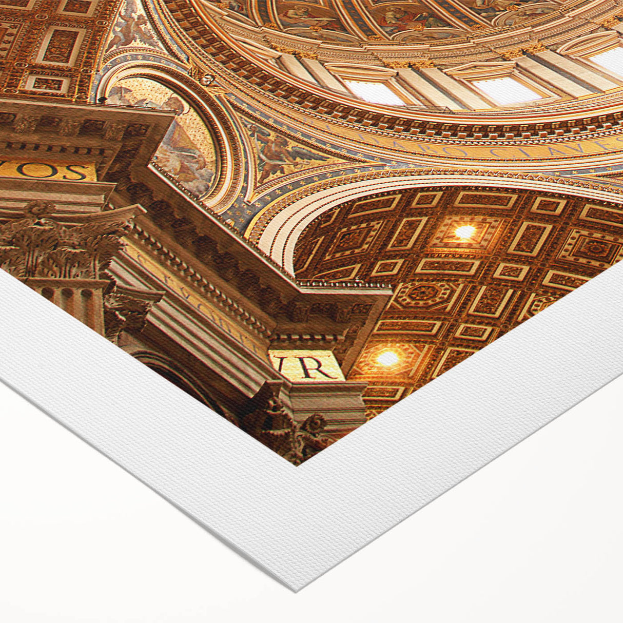 Art deco poster of the Vatican skyline in muted pastel shades on rolled canvas, ideal for dining room wall art.