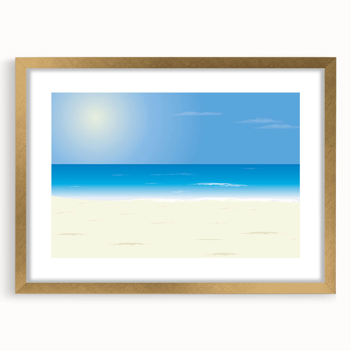 Extra large framed wall art of abstract Acapulco scenery in textured gold, ideal for living room decor.