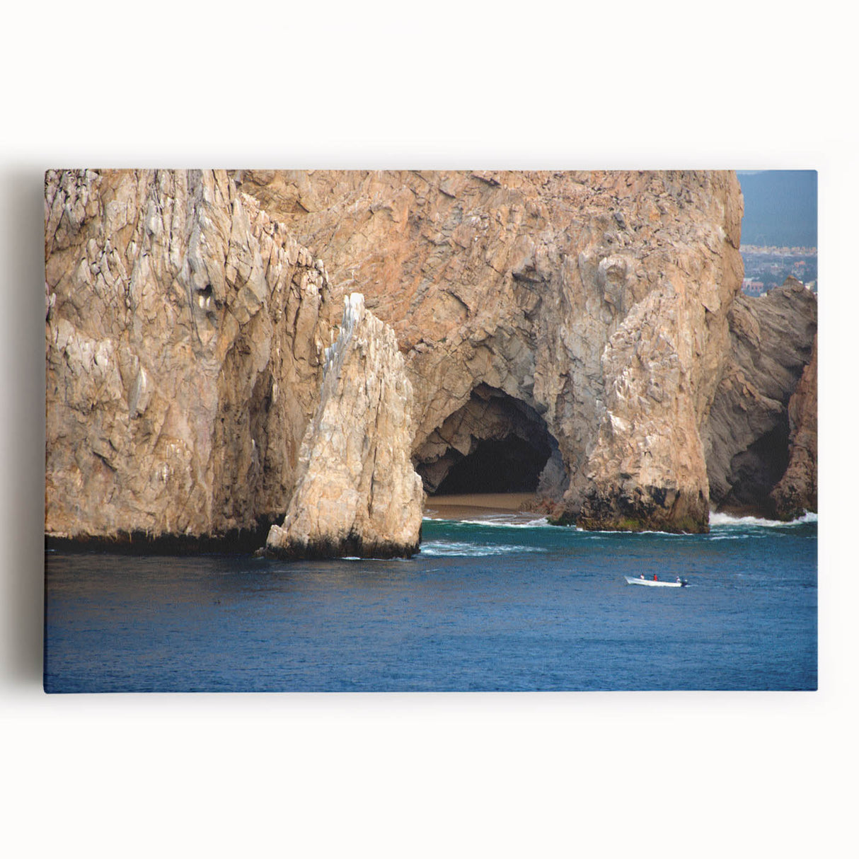 Black and white photo of Baja California scenery on stretched canvas, ideal for kitchen art.