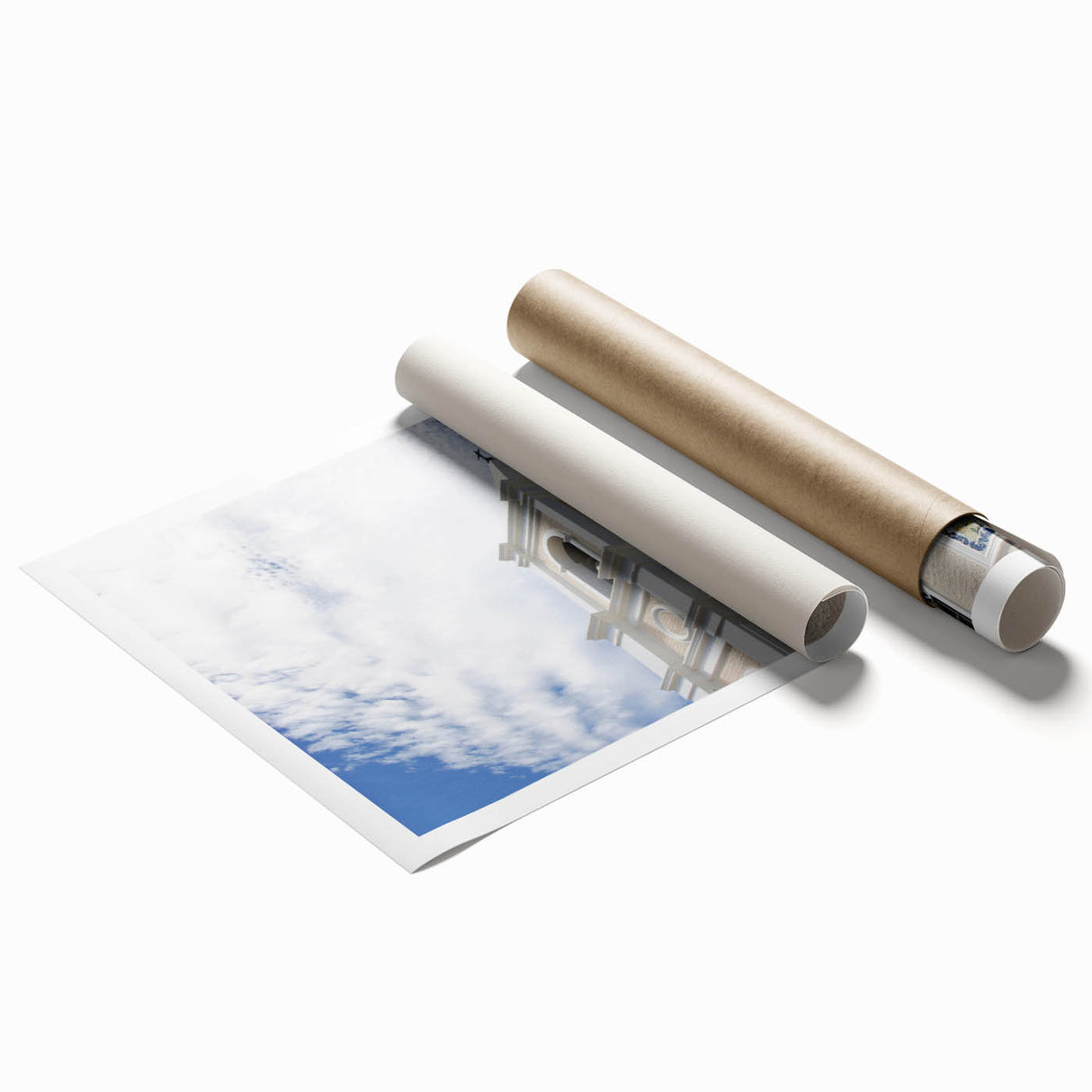 Extra large rolled print of Cabo San Lucas scenery with floral elements in pastel shades, ideal for classy bathroom wall art.