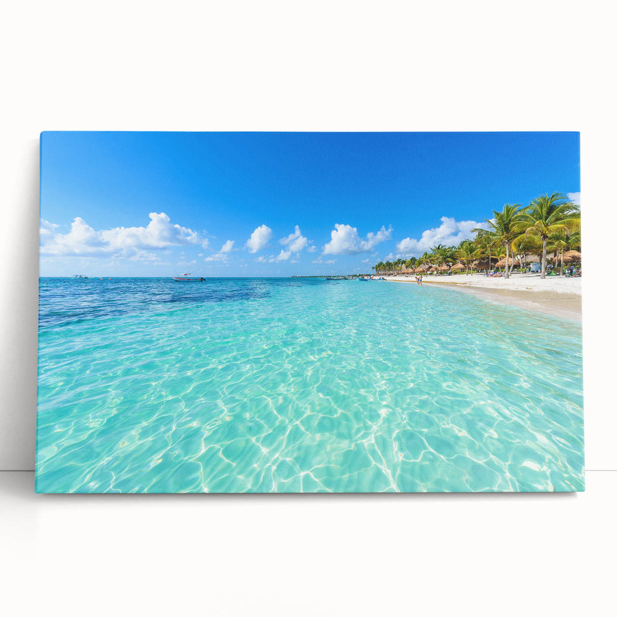 Black and white photograph of Quintana Roo scenery on stretched canvas, ideal for kitchen wall art or bedroom ambiance.