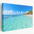 Canvas print of Quintana Roo scenery with blue and green hues, suitable for kitchen wall art.