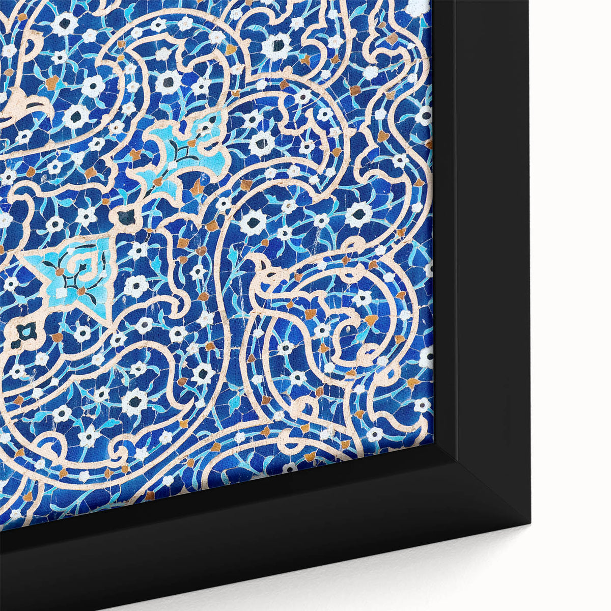 Framed canvas depicting a Middle Eastern scenery in black with colorful, textured art, ideal for large living room walls.