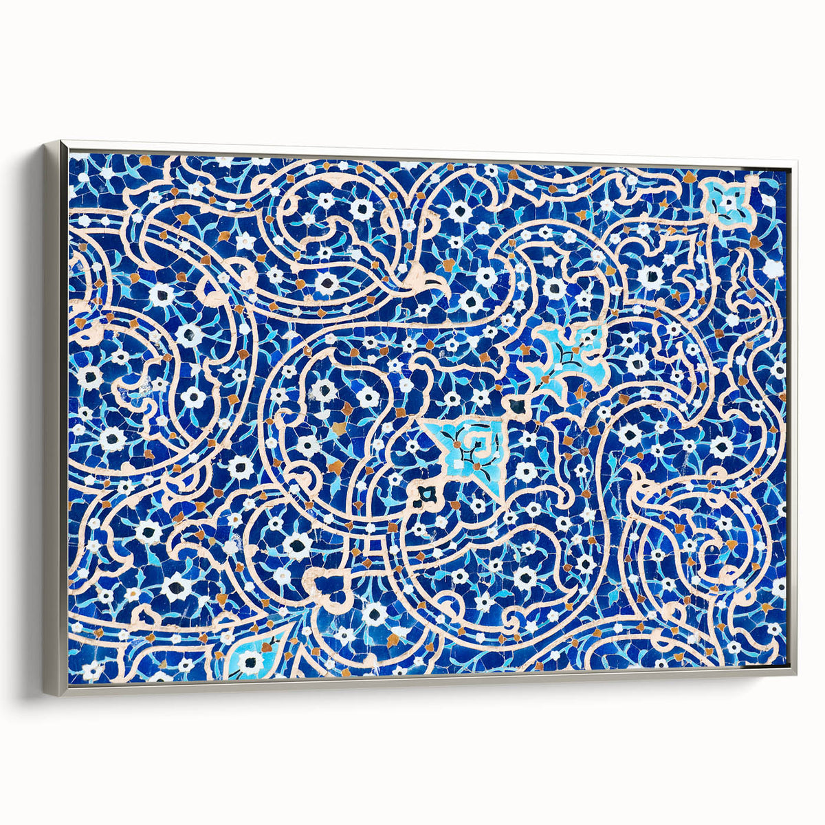 Framed canvas landscape art painting depicting a colorful Middle Eastern scenery.