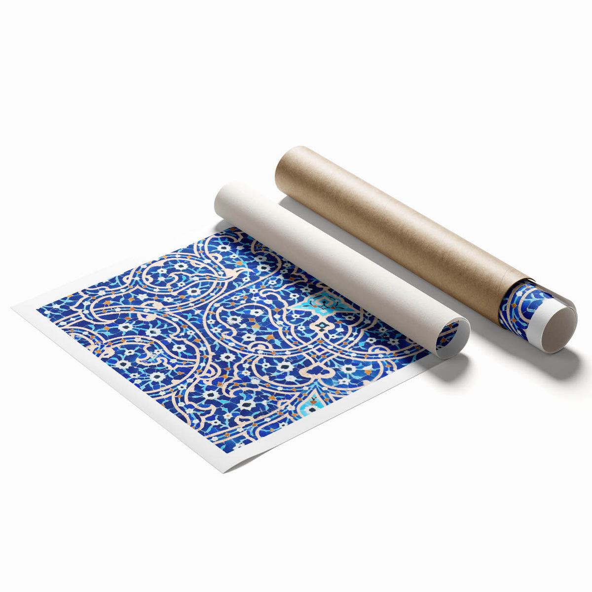 Extra large rolled print depicting a floral scene in muted earth tones.