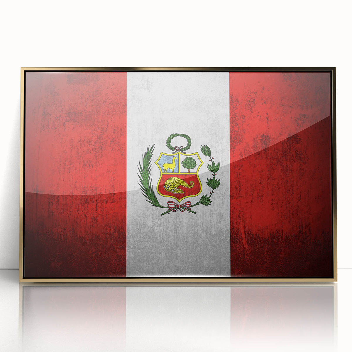 Acrylic print of a South American landscape in Peru, featuring earth tones and gold accents.