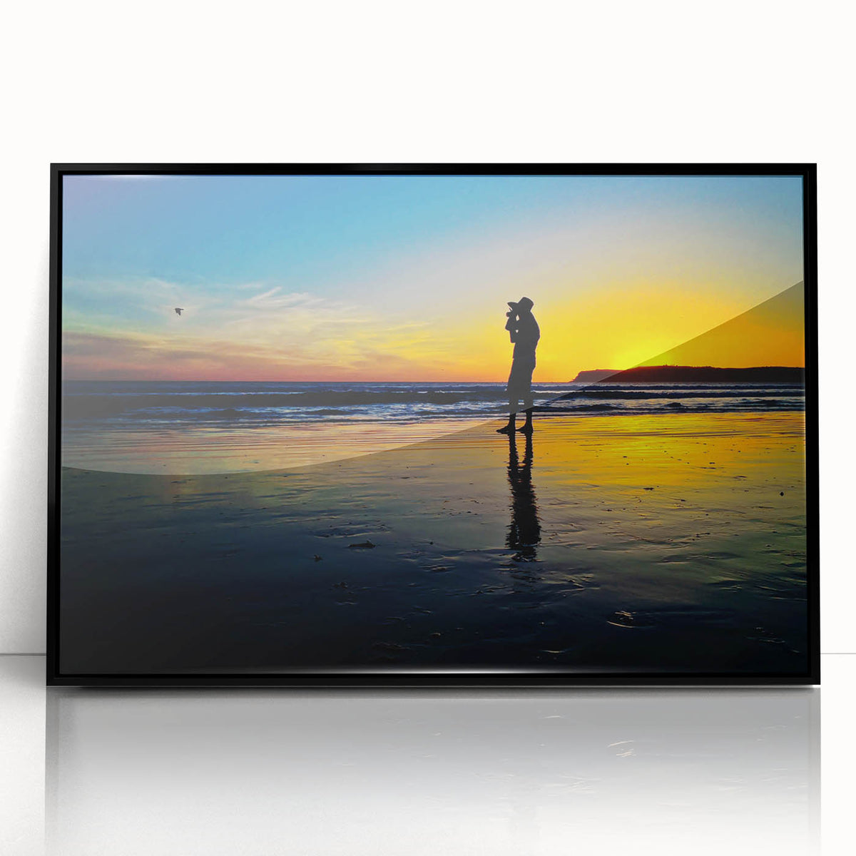 Large abstract wall art of Coronado, California in black and white tones on a framed acrylic.