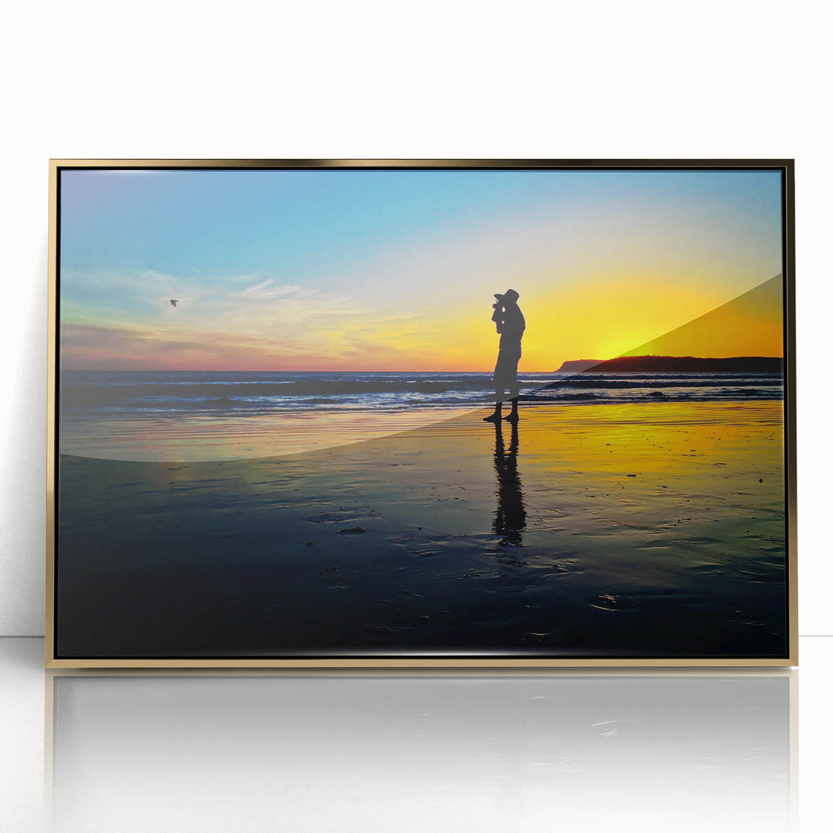 Large art print of Coronado, California scenery in muted earth tones on framed acrylic, suitable for modern art wall decor.