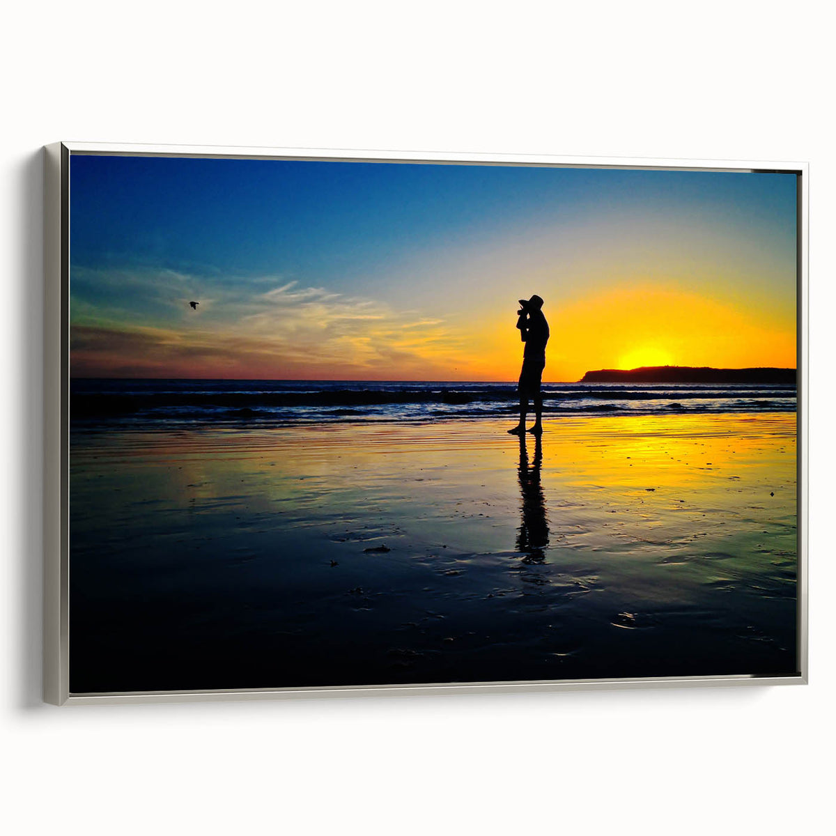 Landscape art painting of Coronado, California on a framed canvas.