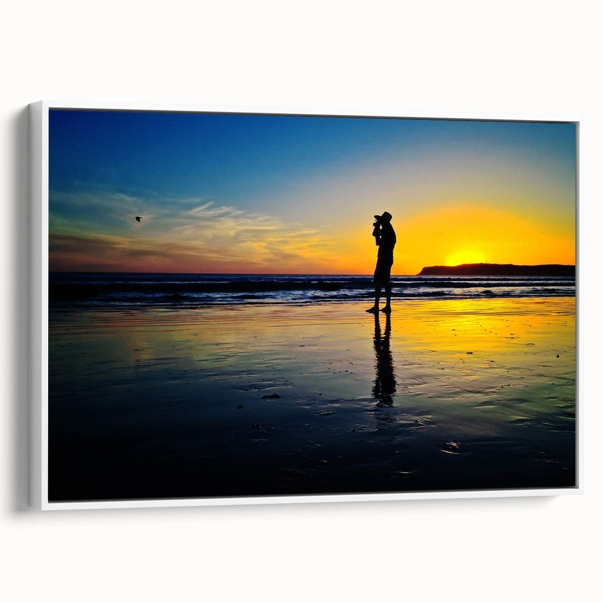 Vintage poster art of California, Coronado scenery on a framed canvas, featuring a vibrant color palette.