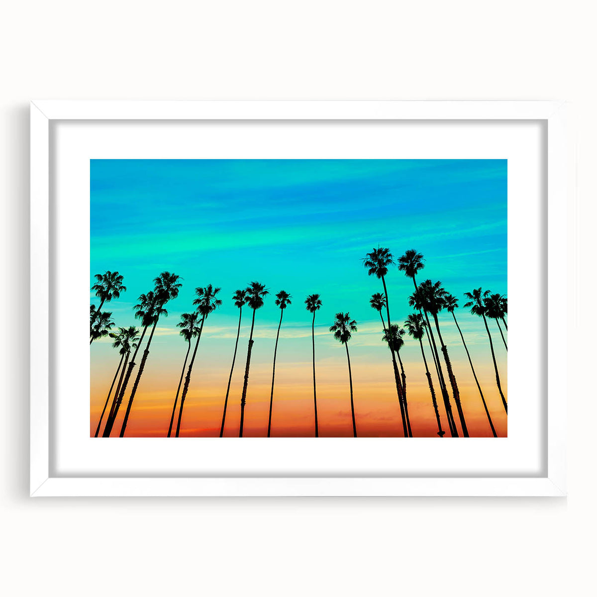 Abstract art print of Santa Barbara scenery in muted earth tones, framed with a white mat, ideal for dining room decor.