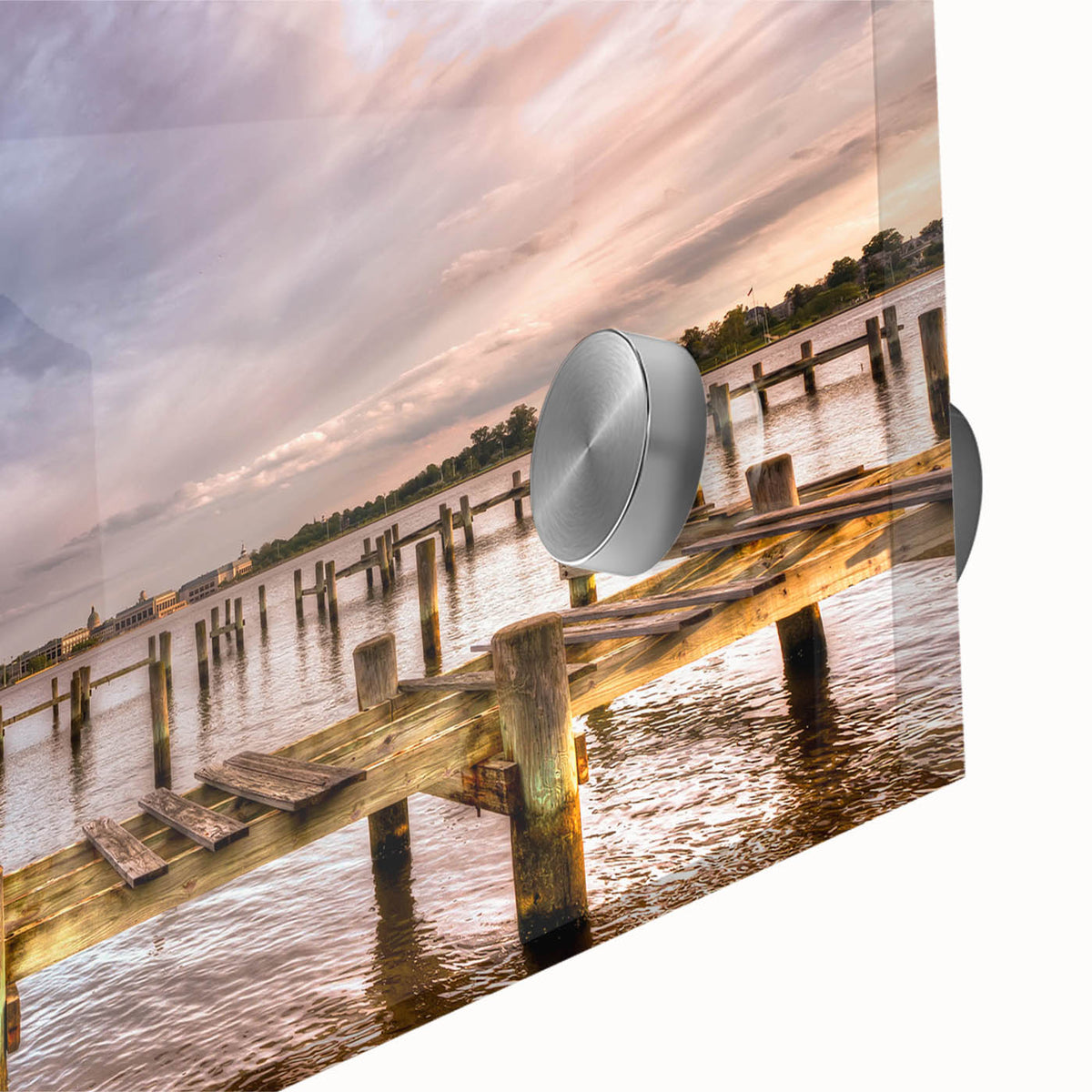 Large abstract wall art of Annapolis skyline in mid-century modernist style.