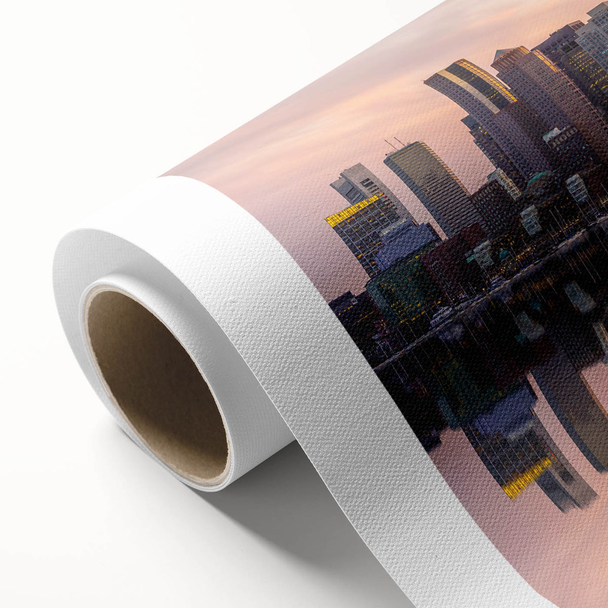 Art Deco poster of Boston skyline in pastel shades on rolled canvas, ideal for nursery wall art.