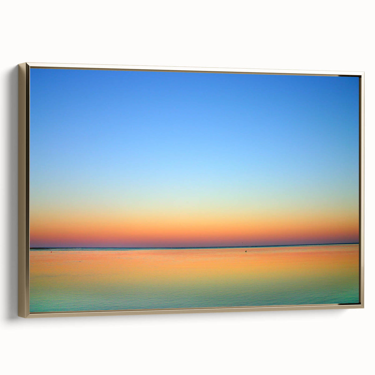 Framed canvas depicting a vintage-style Massachusetts landscape in muted gold and black, ideal for bedroom wall art.