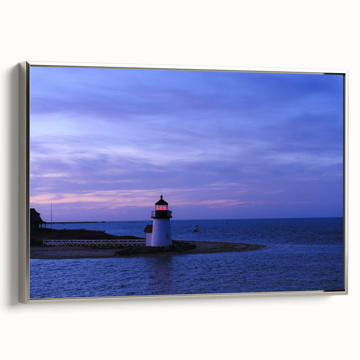 Landscape art painting of Nantucket on framed canvas.