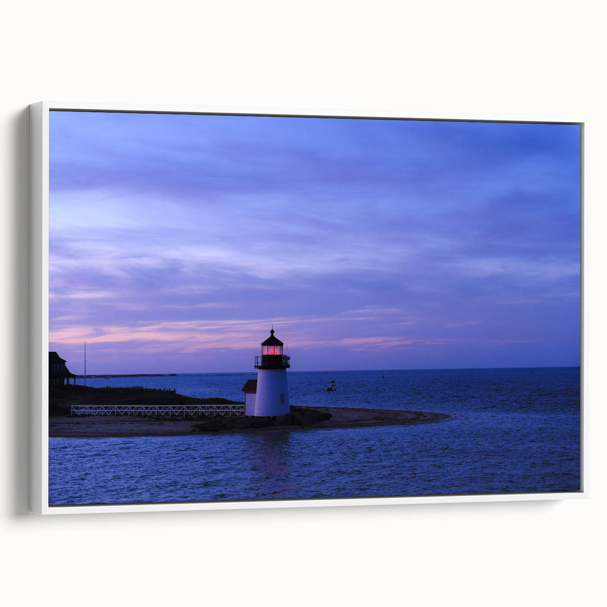 Vintage poster art featuring a colorful Massachusetts Nantucket scenery on a framed canvas.