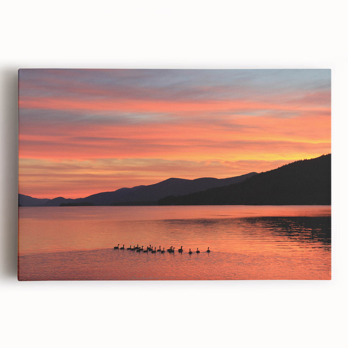 Black and white photograph of Adirondack scenery on large stretched canvas, ideal for kitchen wall art.