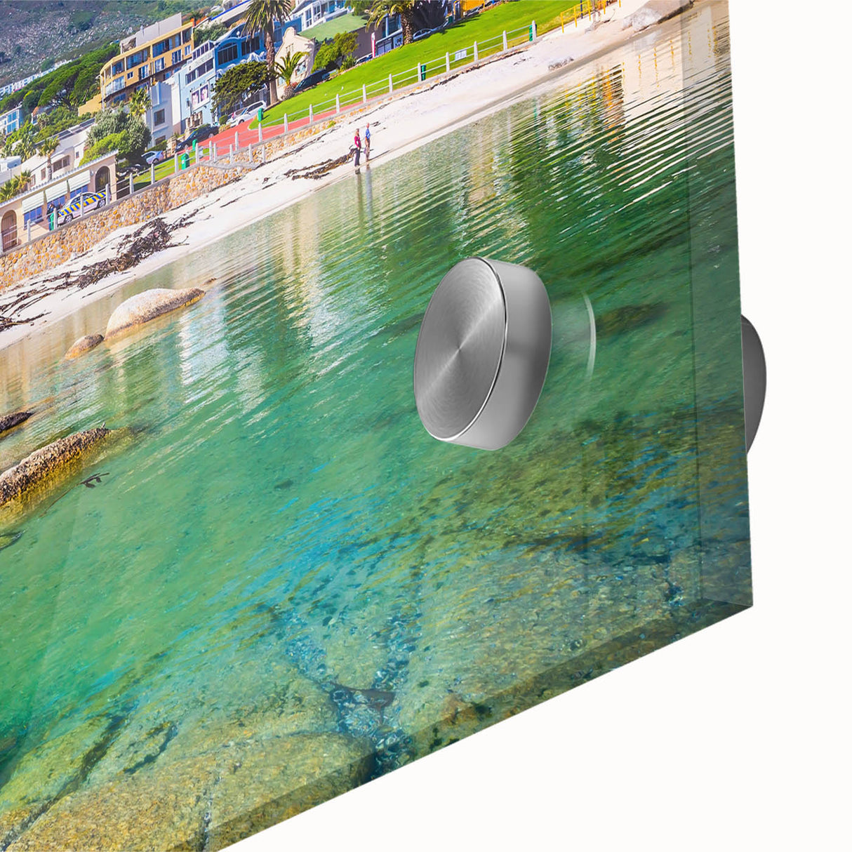 Large abstract wall art featuring a South African landscape in muted earth tones on acrylic glass.