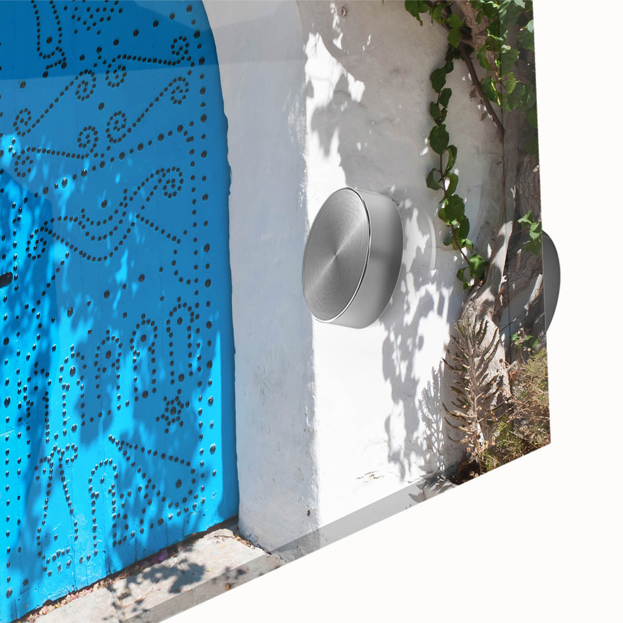 Large abstract wall art depicting the Tunisian landscape in muted earth tones on acrylic glass, ideal for dining room decor.