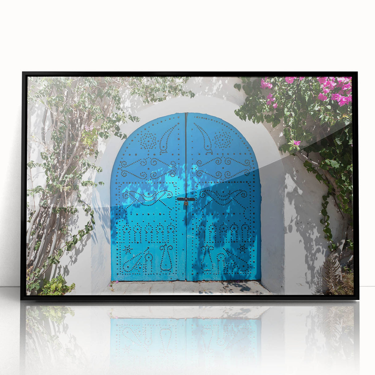 Large abstract wall art depicting a Tunisian landscape in muted earth tones on a framed acrylic panel.