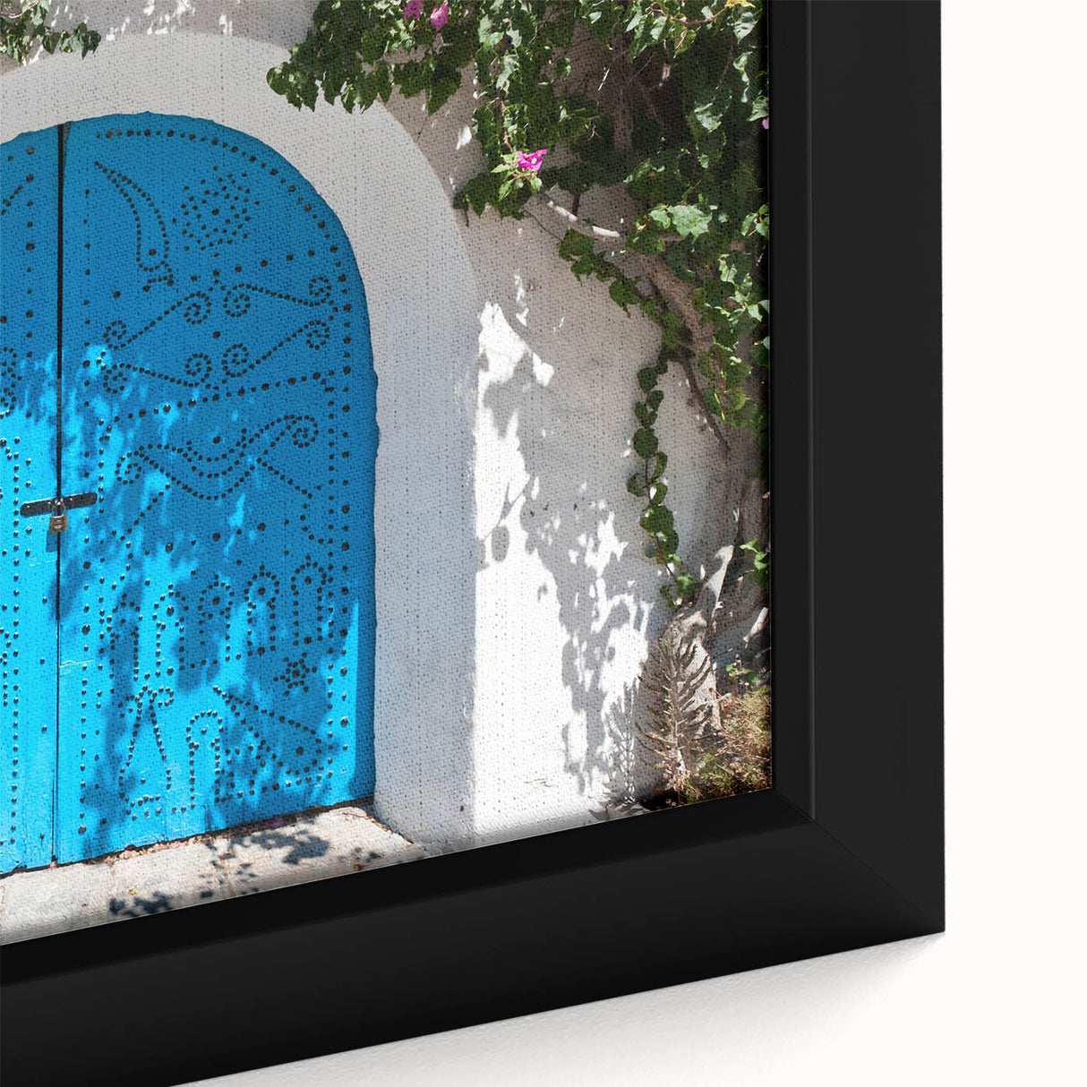 Extra large framed canvas featuring a textured depiction of a Tunisian landscape in vibrant, colorful art tones.