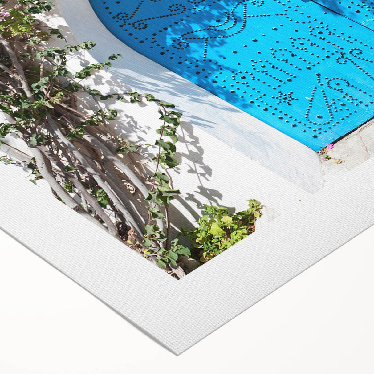 Art deco poster of Tunisian scenery on rolled canvas, featuring earth tones and geometric shapes.