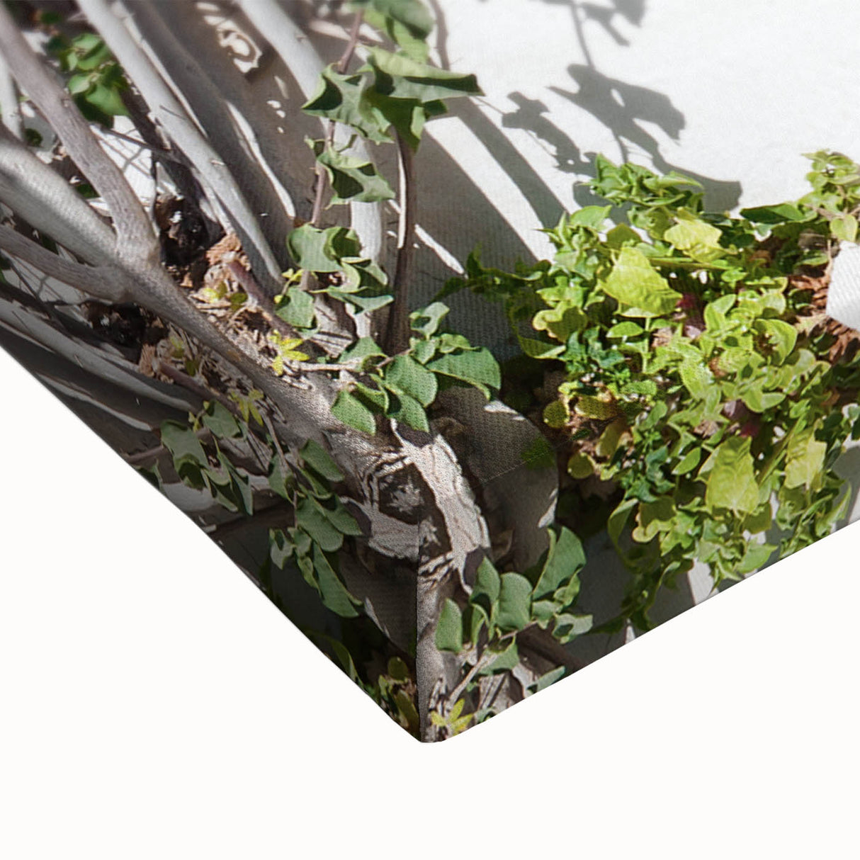 Large art featuring a black and white landscape painting of Tunisian scenery on stretched canvas, suitable for bedroom decor.