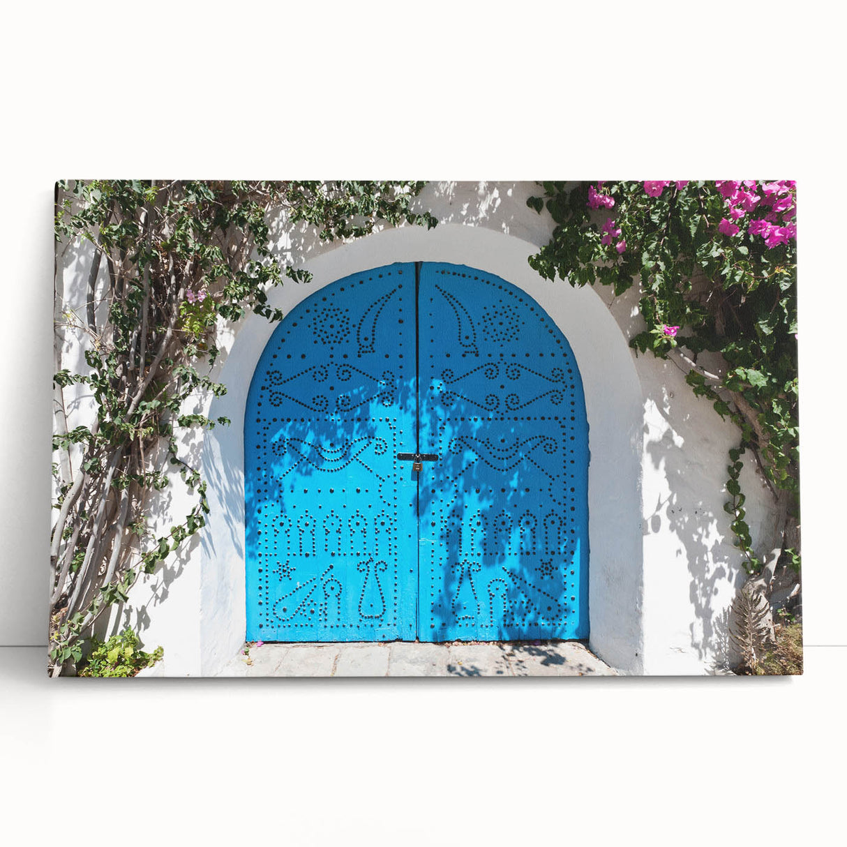 Black and white photograph of a Tunisian landscape on large stretched canvas, suitable for kitchen wall art.